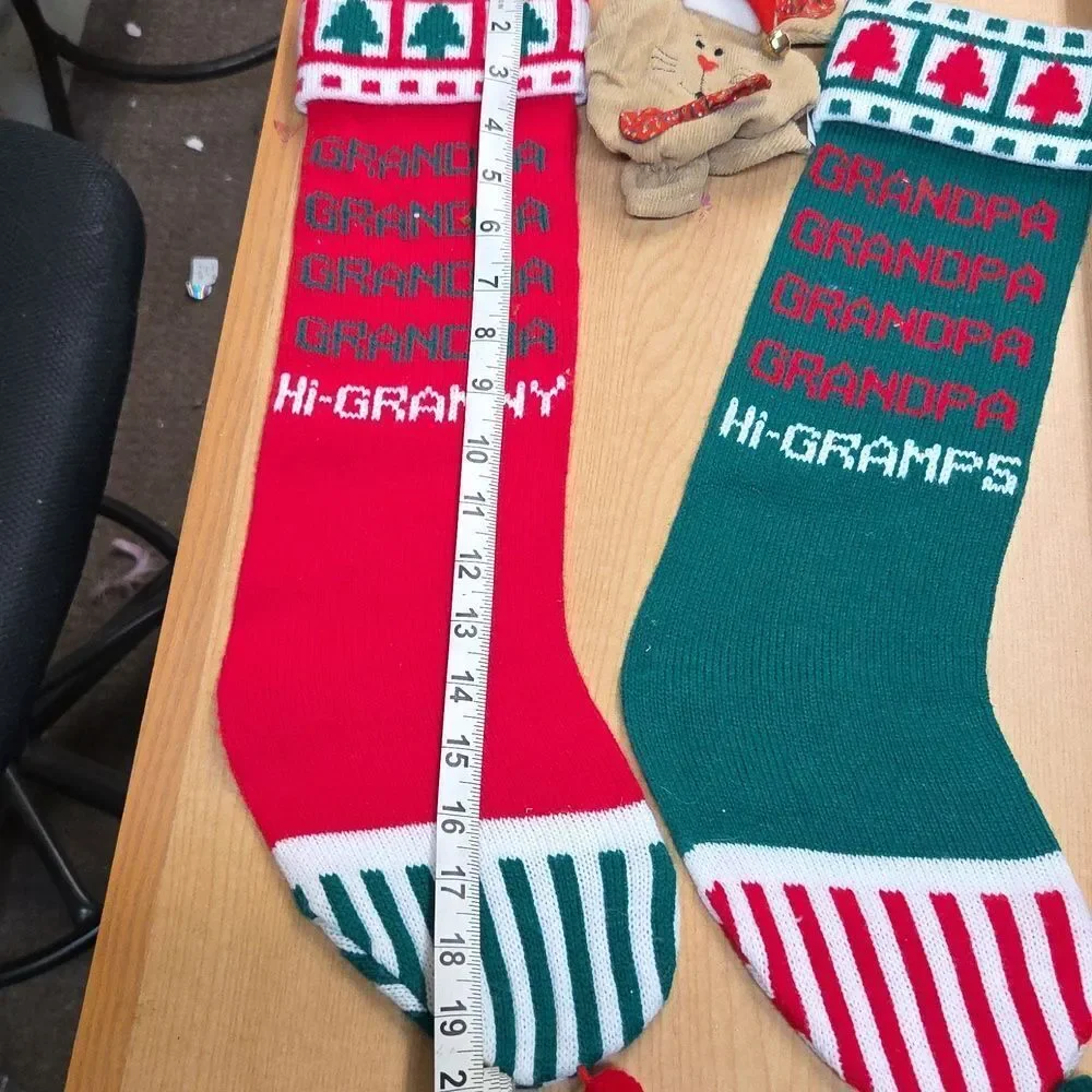 Kurt Adler Grandma Grandpa Knit Stockings Vintage 1983 Granny Gramps‎